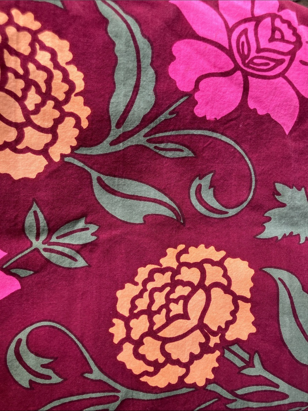 Pair of Floral cloth placemats- Maroon with Pink & Peach Floral Print